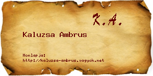 Kaluzsa Ambrus névjegykártya